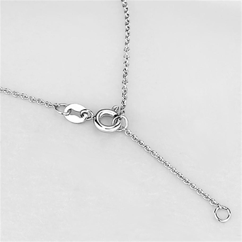 3W417 - Rhodium Brass Necklace with AAA Grade CZ in Clear
