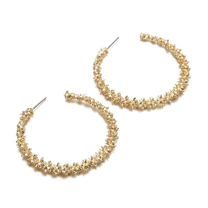 Gold Nugget Hoop Earrings